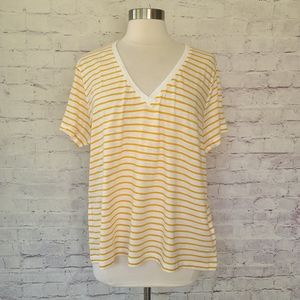 NWT Madewell Mustard Striped V-Neck Short Sleeve T-Shirt 2X